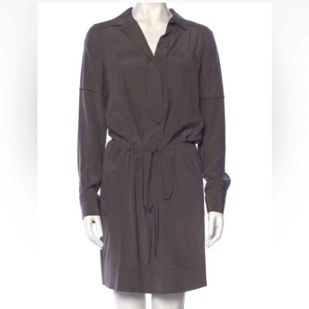 Diane Von Furstenberg DVF Taya Silk Shirt Dress in Steel Gray